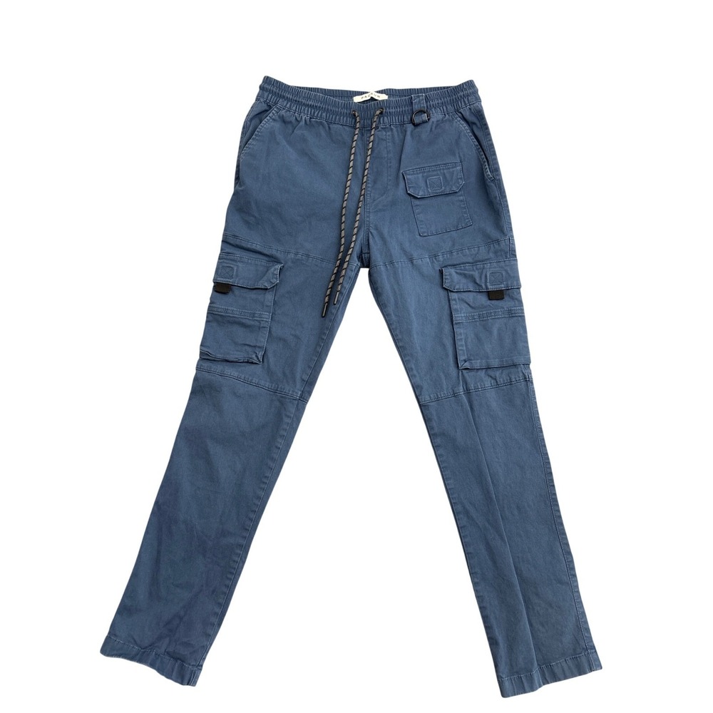 PacSun Mens Blue Cargo Pants Elastic Waist Drawstring Straight Leg Size M